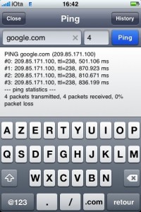 Test de ping sur Edge